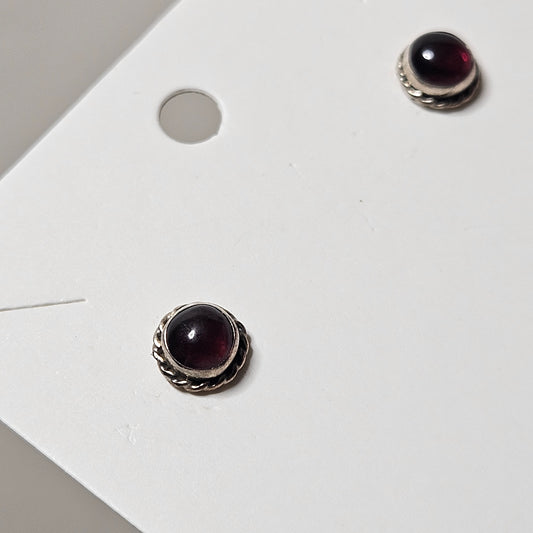 Garnet Sterling Silver Studs