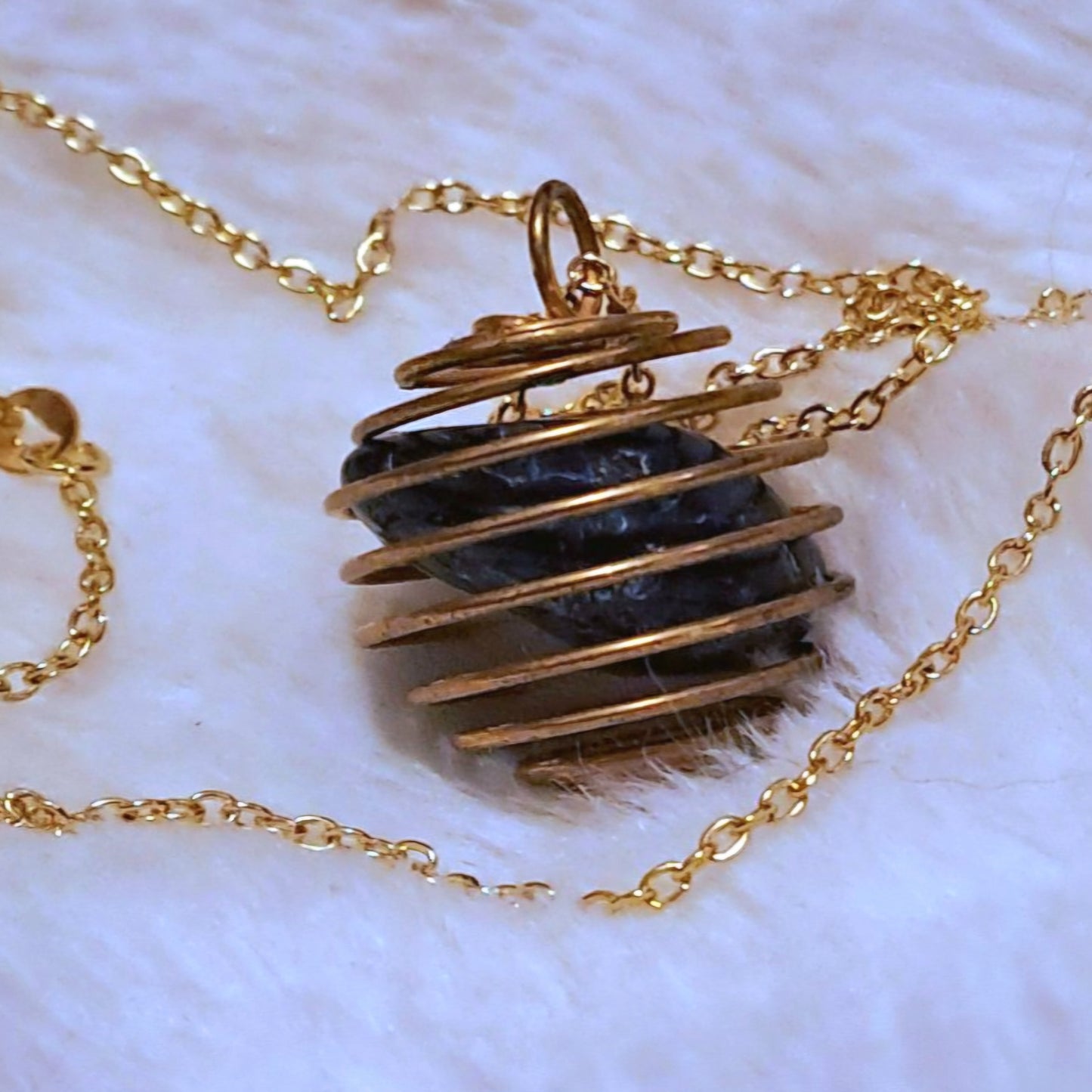 Blue Agate in a Spiral necklace