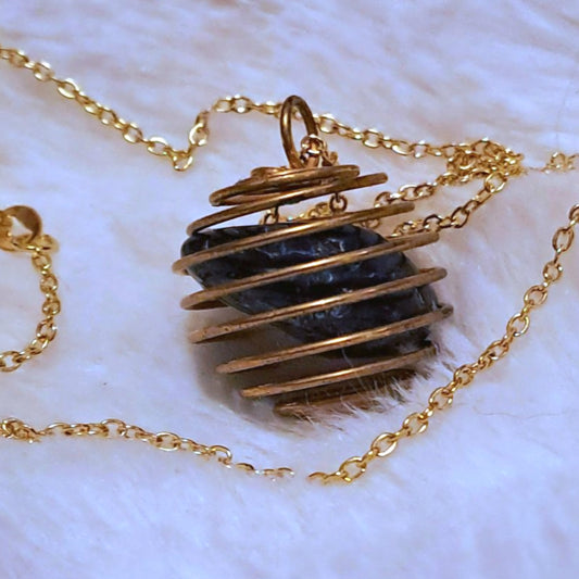 Blue Agate in a Spiral necklace