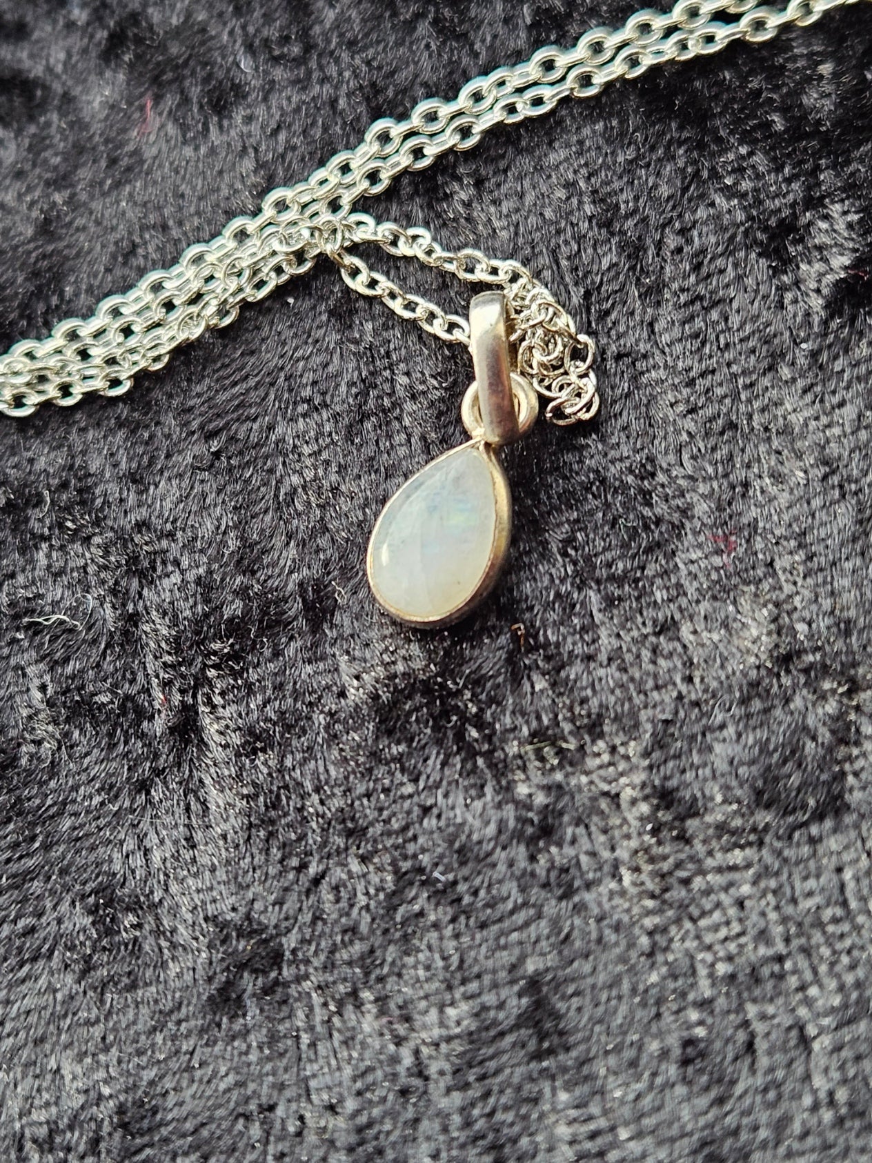 June Birthstone Necklace - Sterling Silver Moonstone
