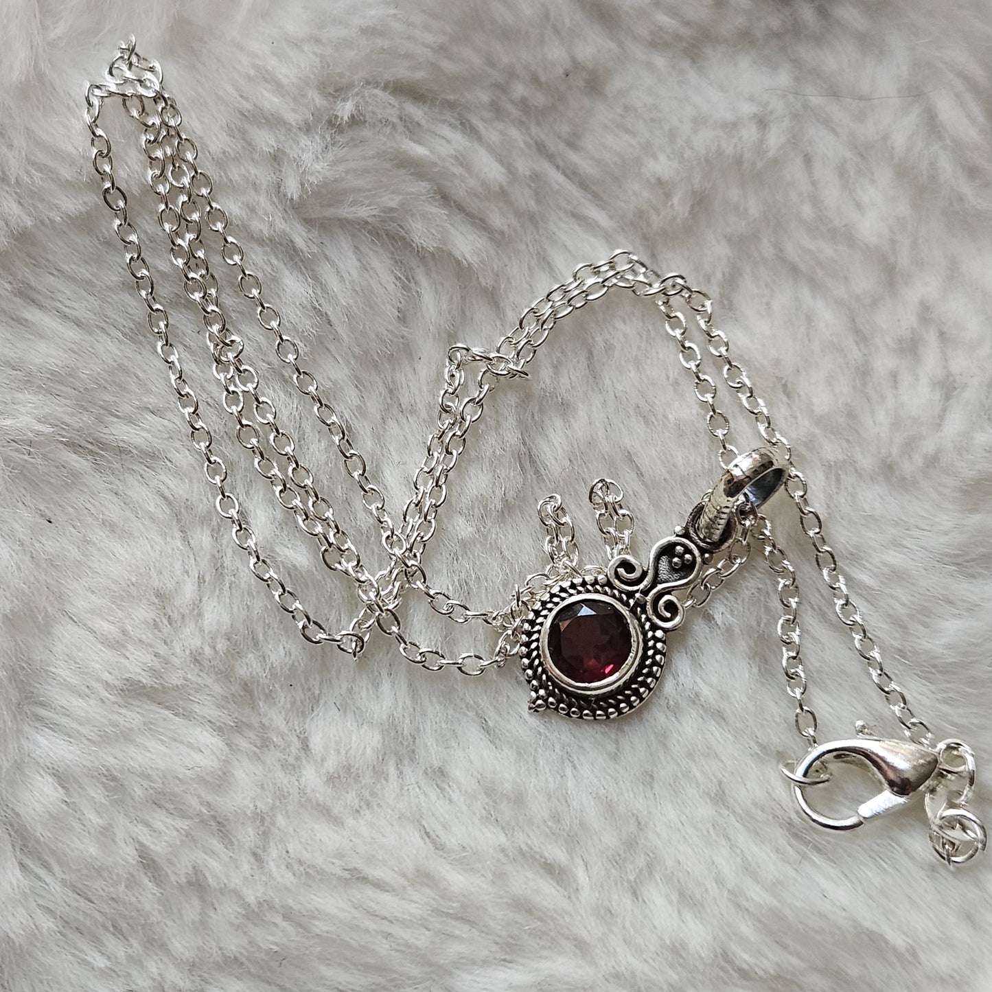 Garnet Sterling Silver Necklace