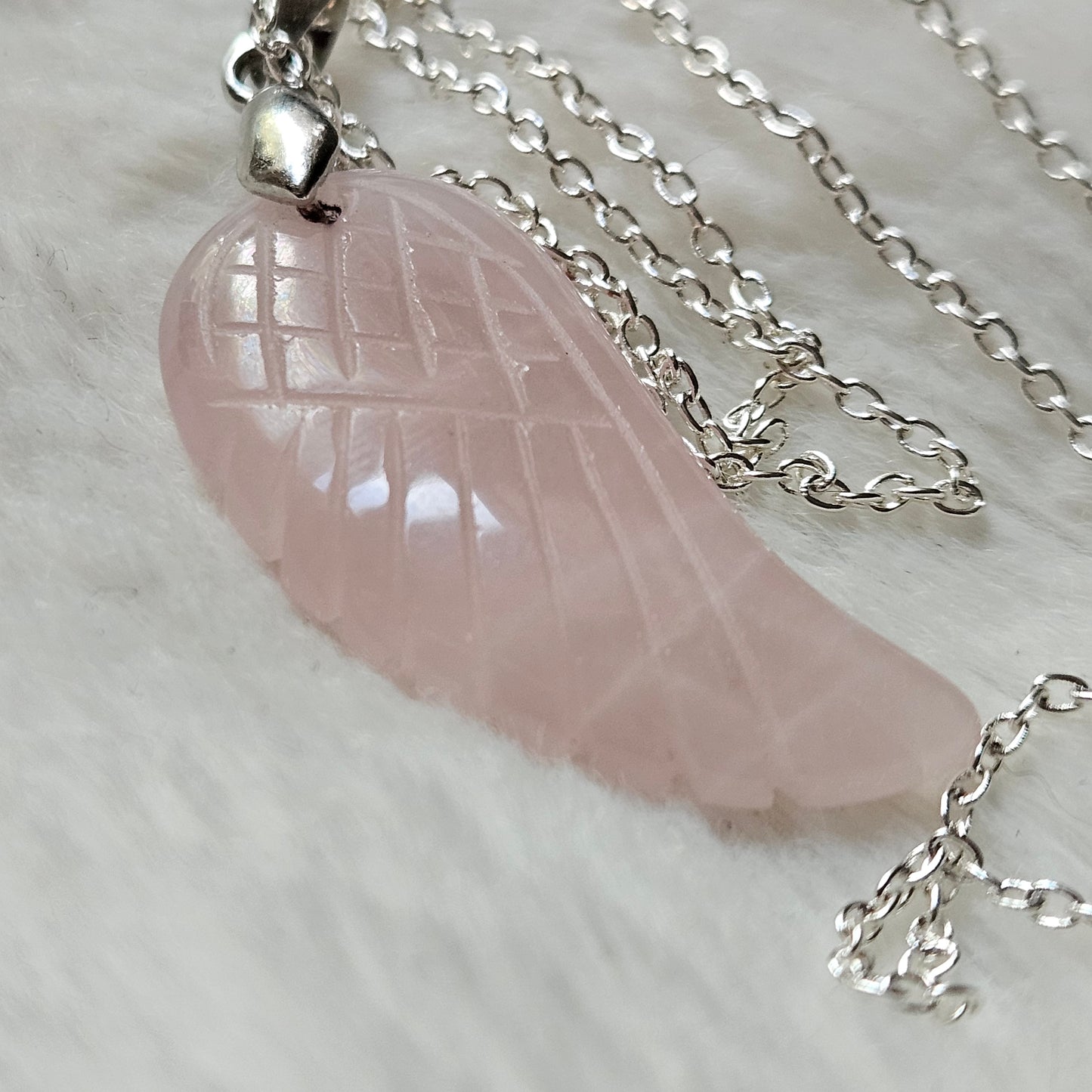 Rose Quartz Wing Necklace