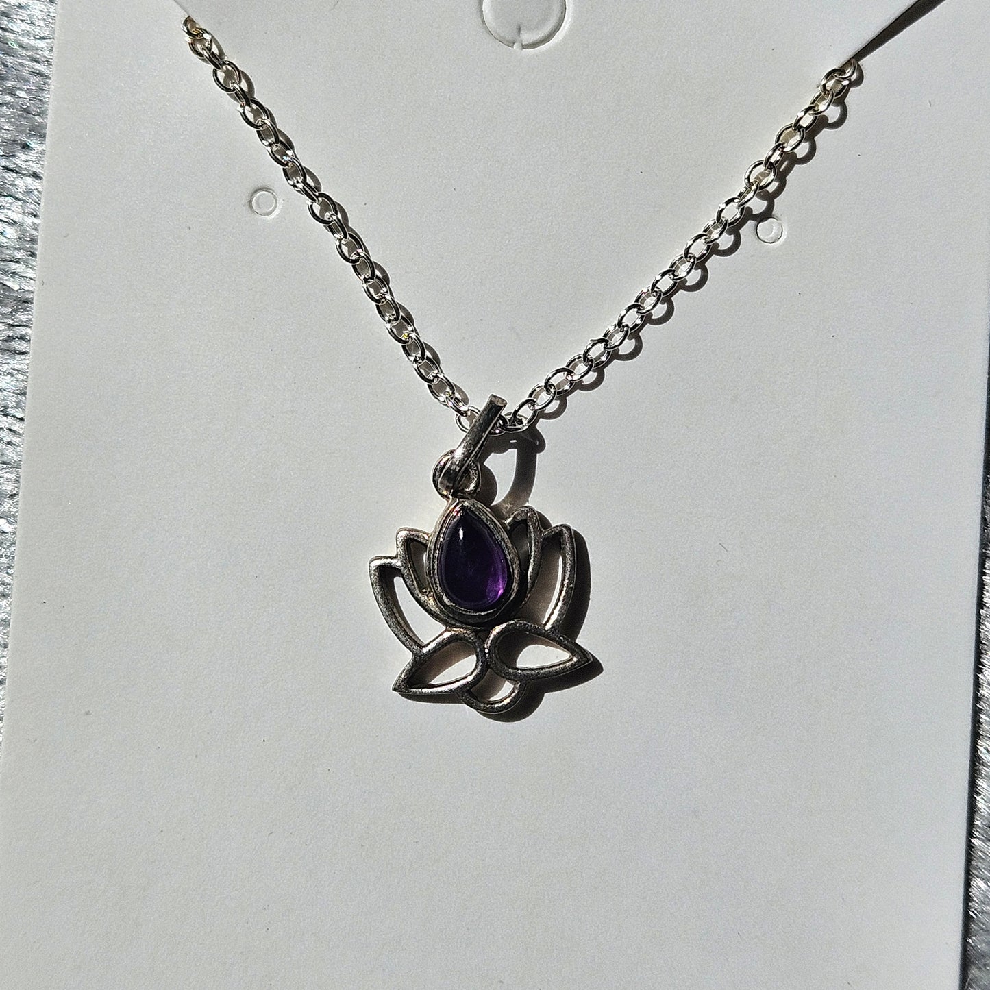 Amethyst Lotus Sterling Silver Necklace