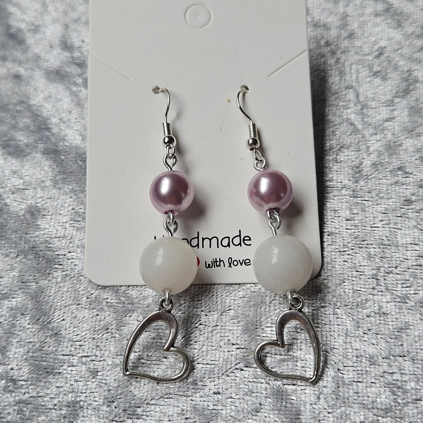 Rose Quartz and Heart Dangle Earrings