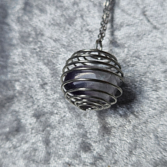 Fluorite in a Cage Necklace