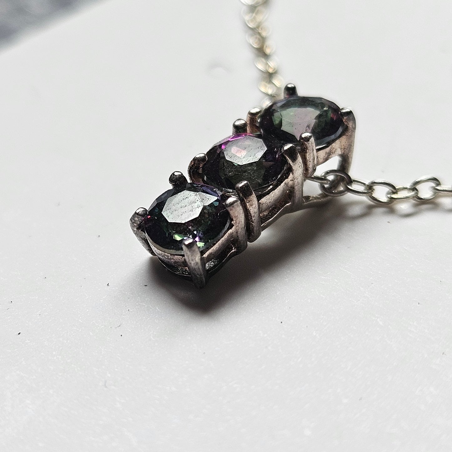 Vintage Sterling Silver Mystic Topaz Necklace