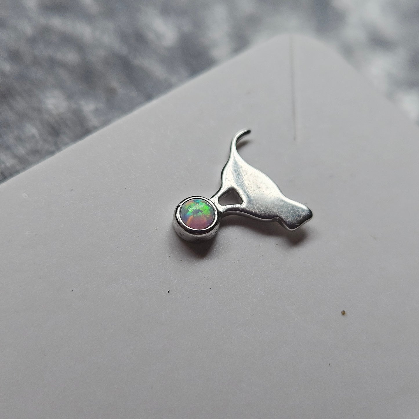 Sterling Silver Opal Cat Studs