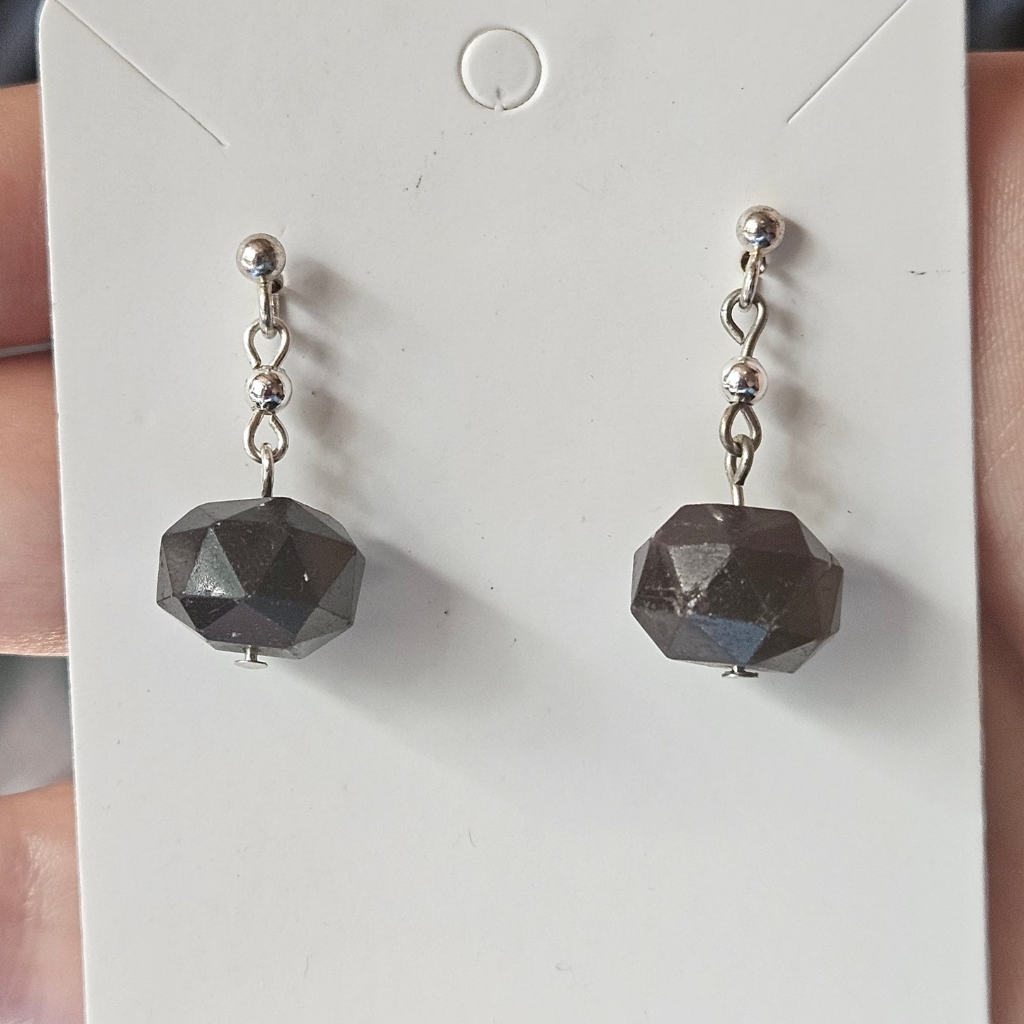 Sterling Silver Garnet Drop Studs