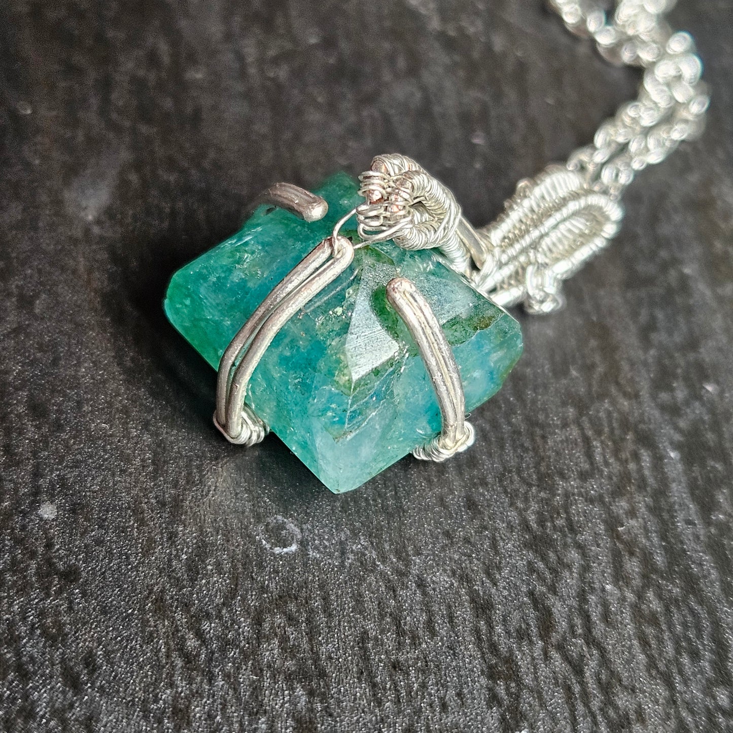 Wire Wrapped Emerald Necklace