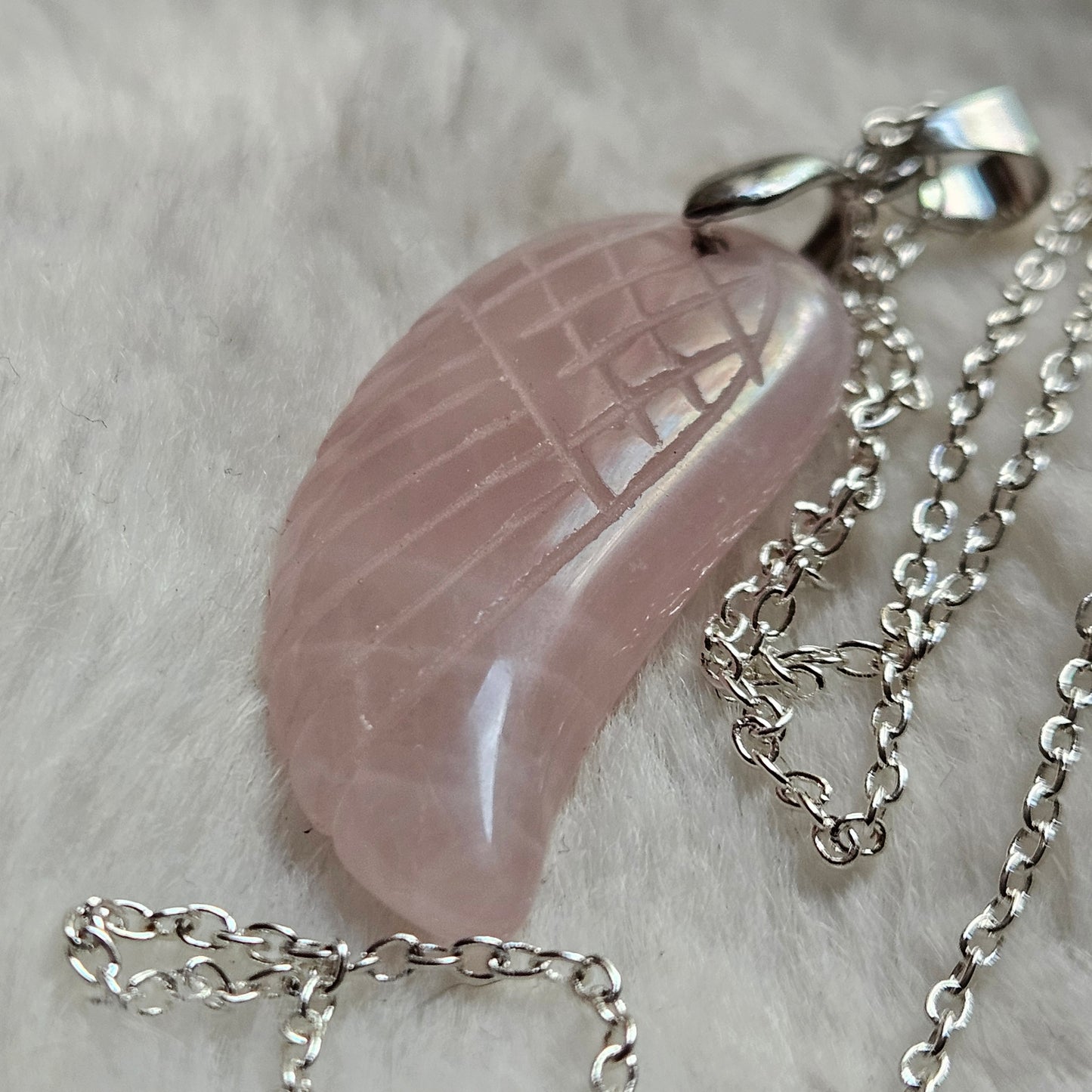 Rose Quartz Wing Necklace