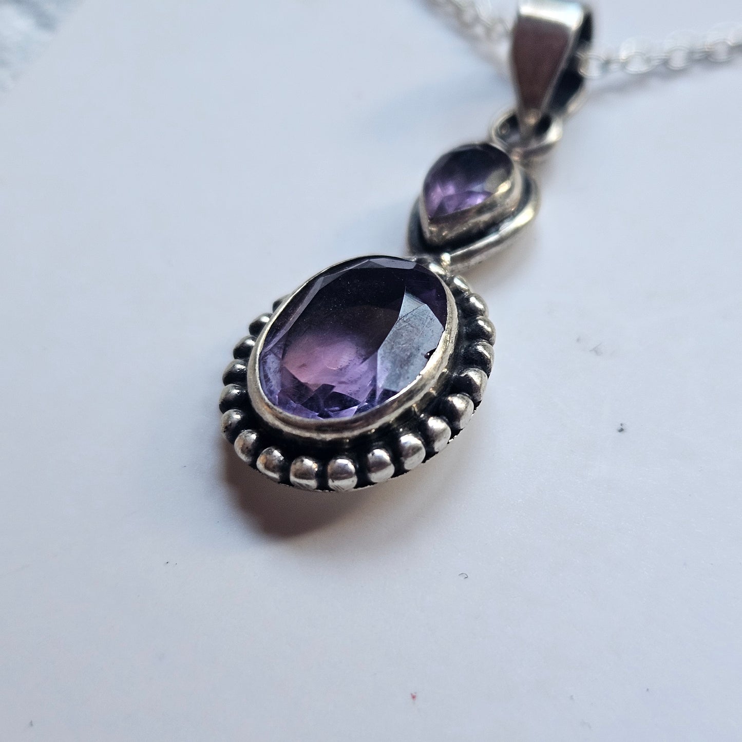 Vintage Sterling Silver Amethyst Necklace