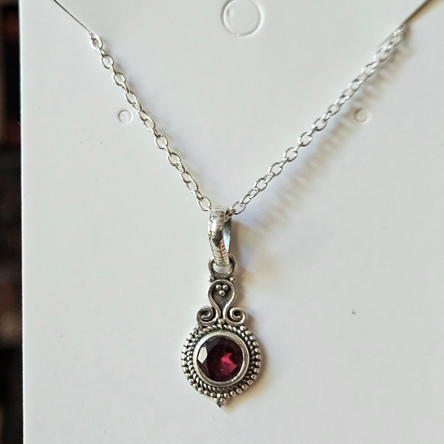 Garnet Sterling Silver Necklace