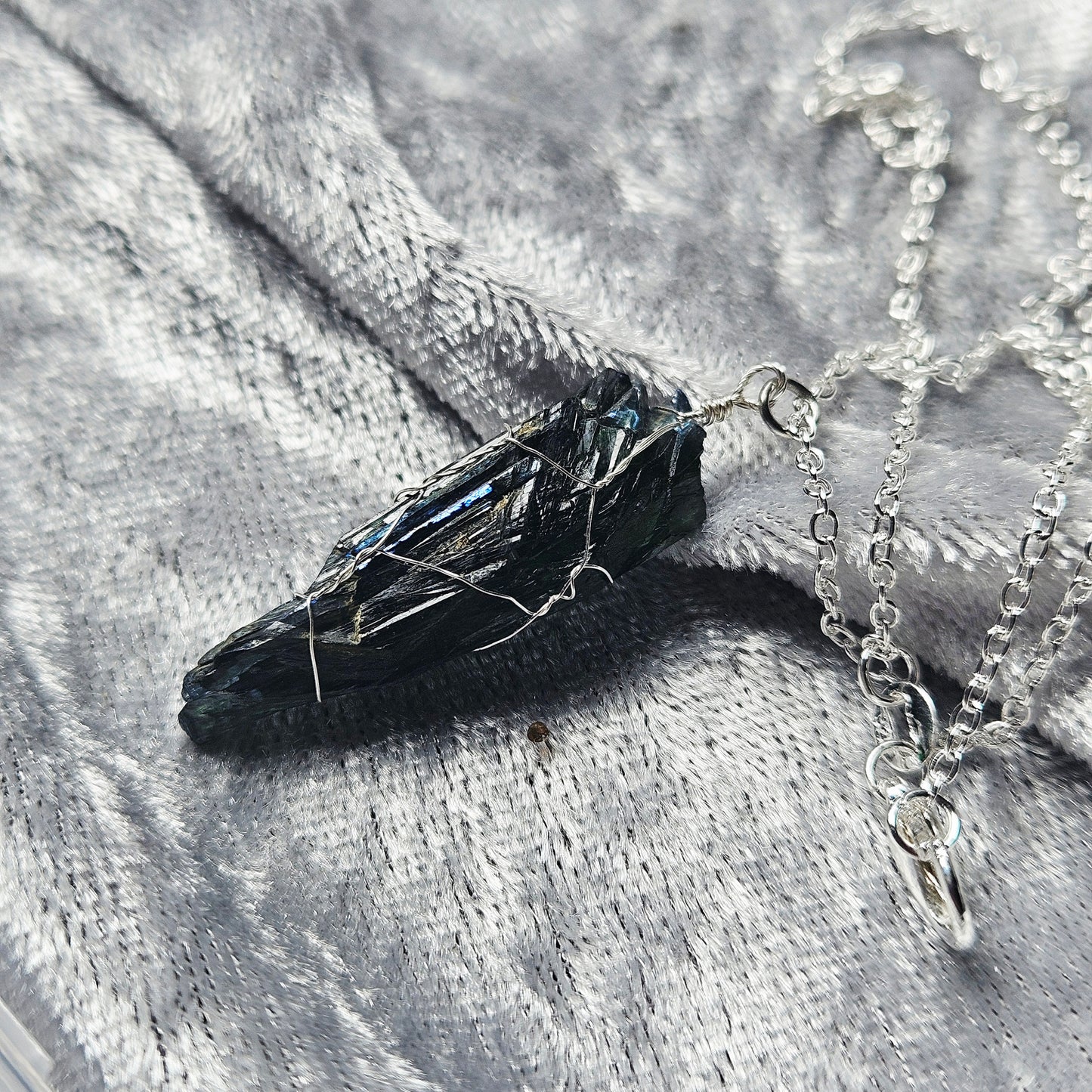 Wire Wrapped Vivianite Necklace