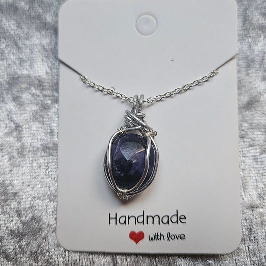 Wire Wrapped Sapphire Necklace