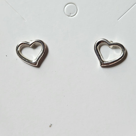 Sterling Silver Hollow Heart Earrings