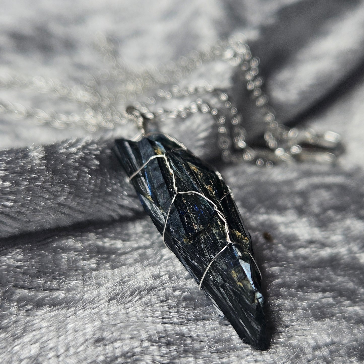 Wire Wrapped Vivianite Necklace