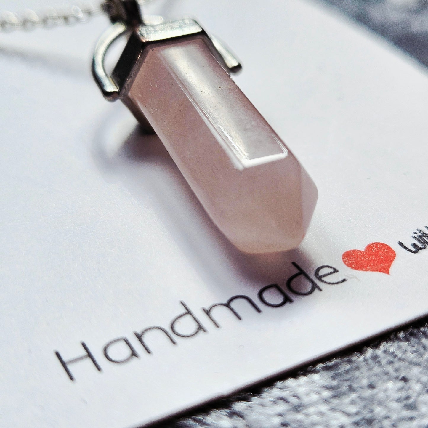 Rose quartz Double Terminated Sterling Silver Necklace