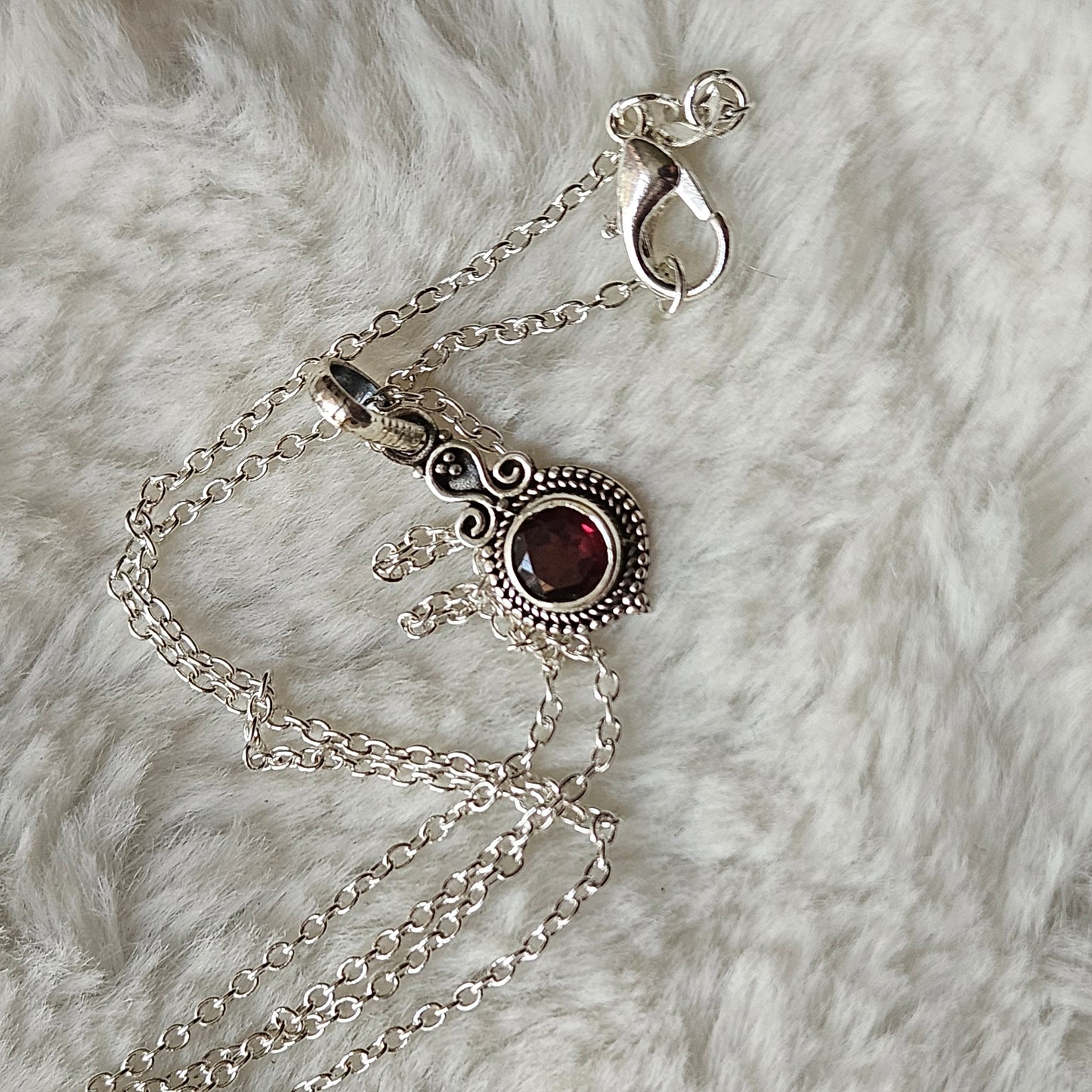 Garnet Sterling Silver Necklace