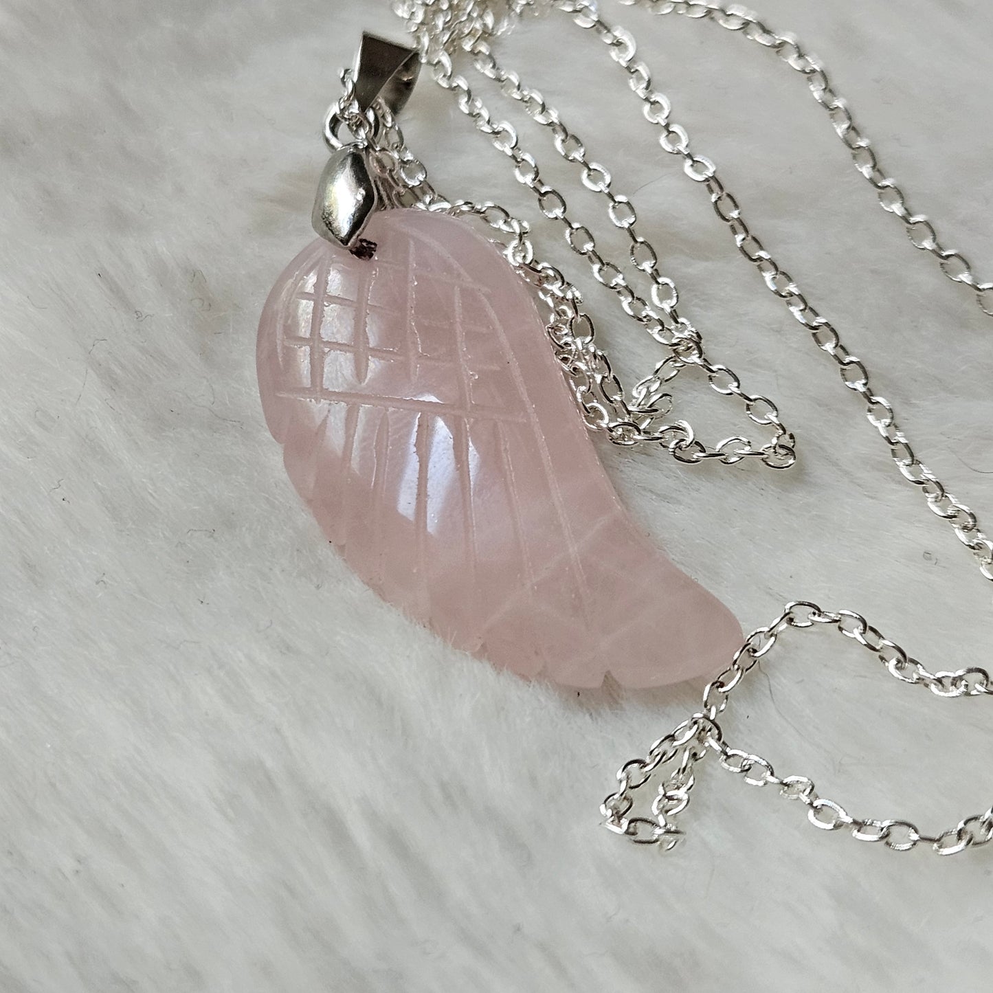 Rose Quartz Wing Necklace