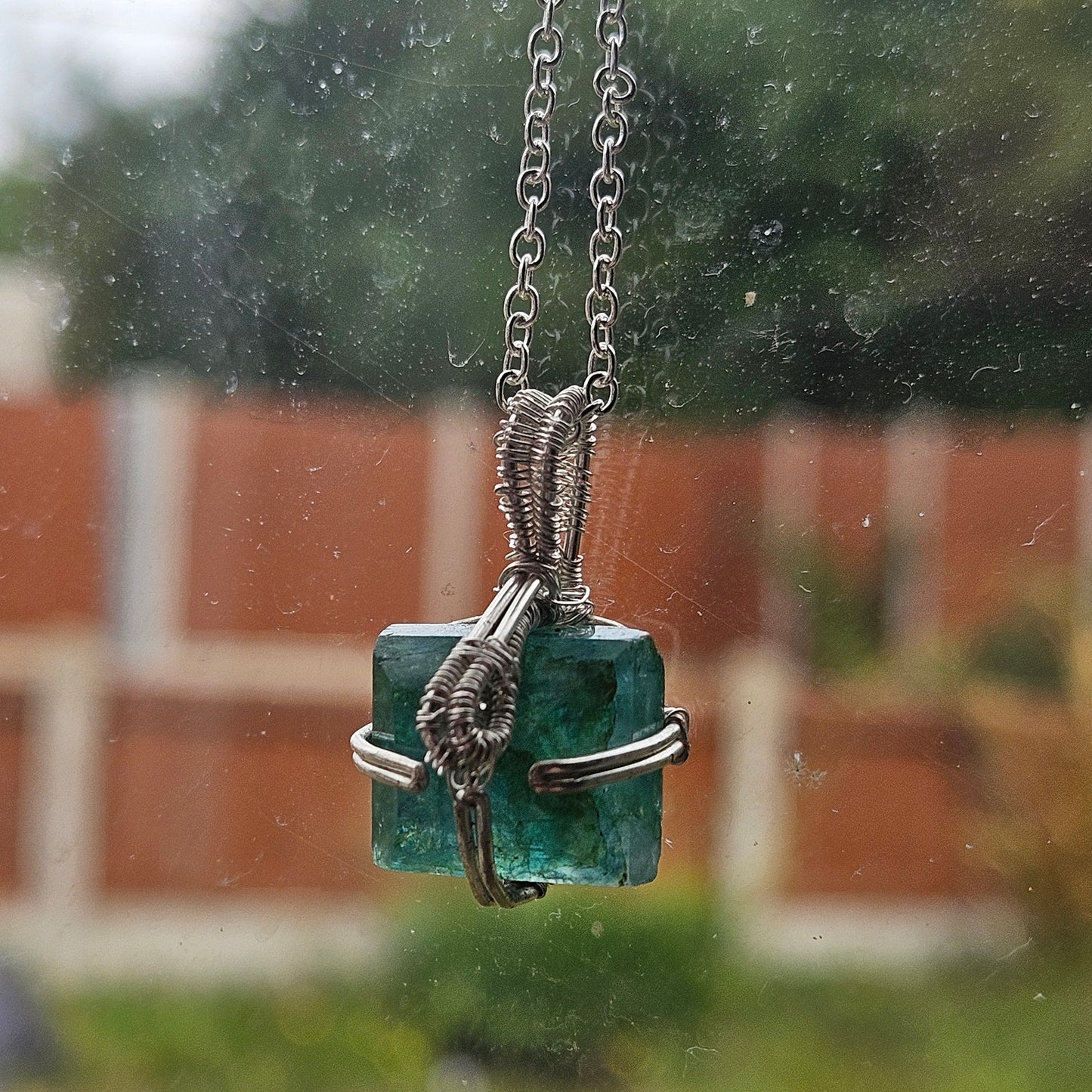 Wire Wrapped Emerald Necklace