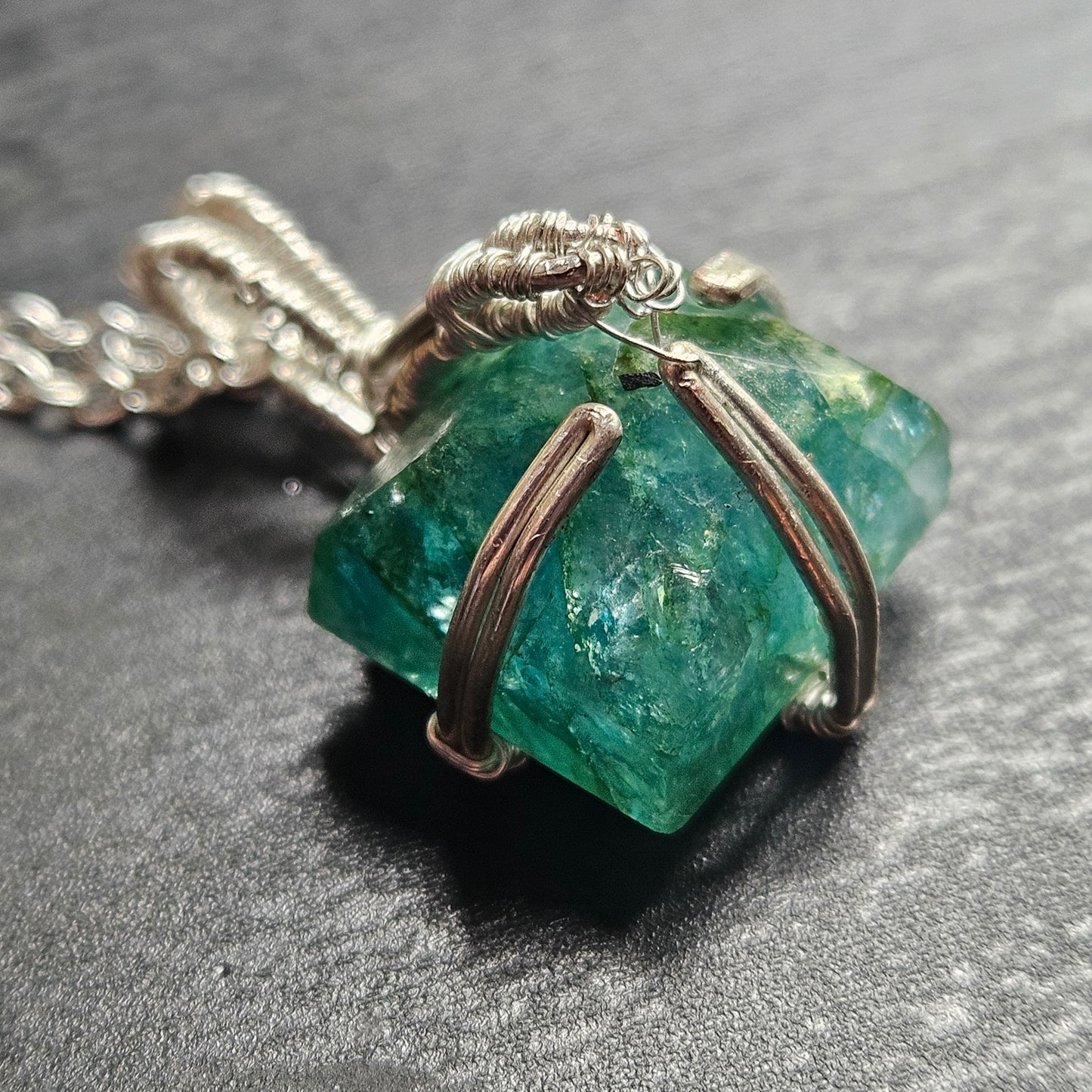 Wire Wrapped Emerald Necklace