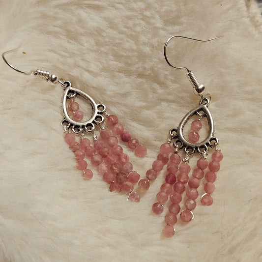 Pink Tourmaline Chandelier Earrings