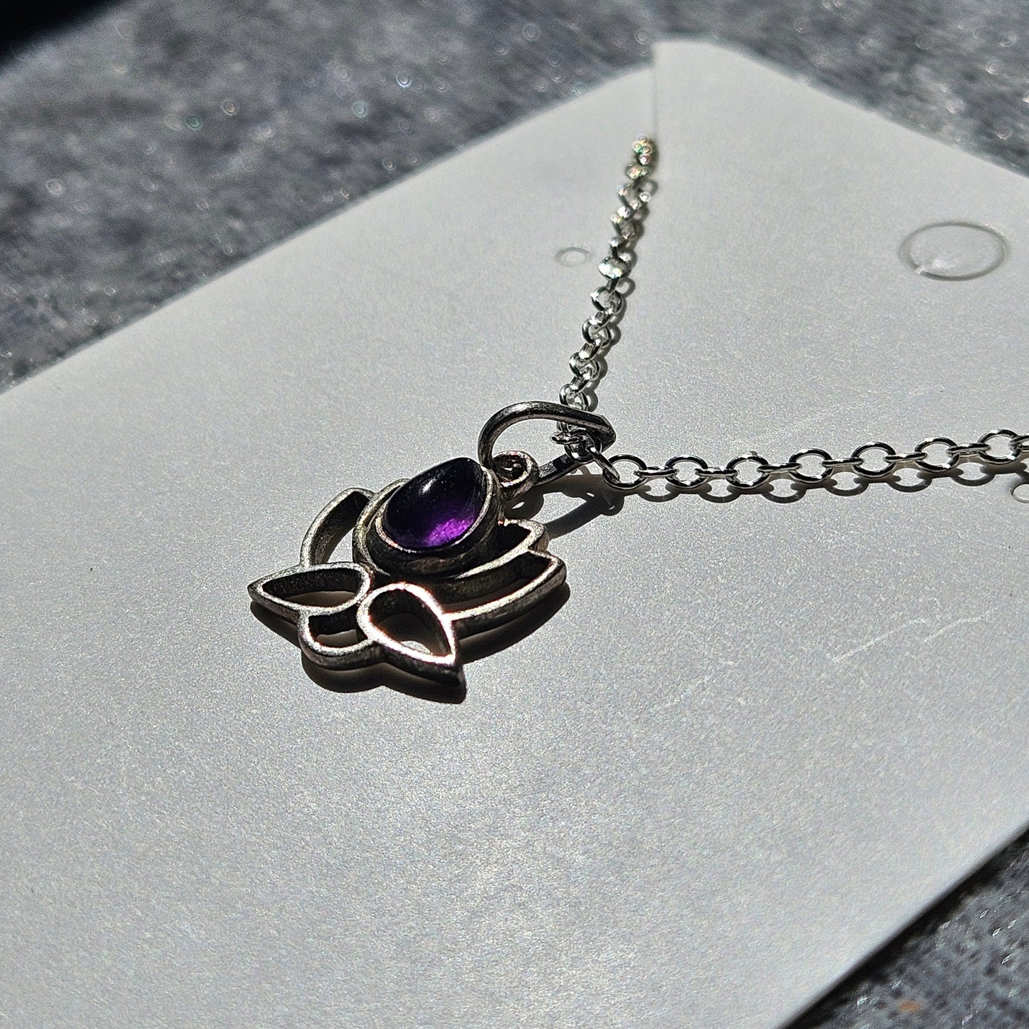 Amethyst Lotus Sterling Silver Necklace
