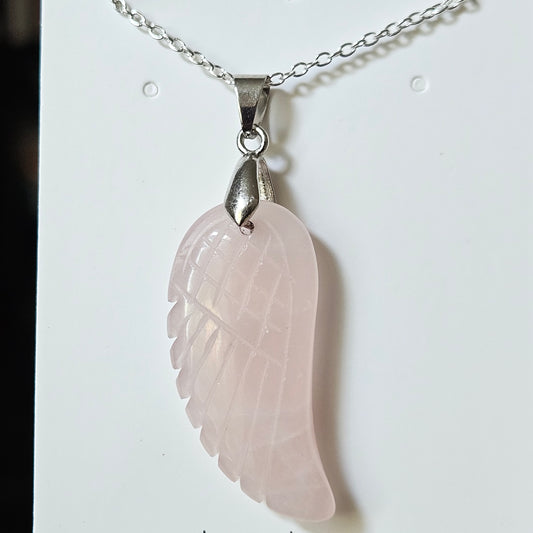 Rose Quartz Wing Necklace