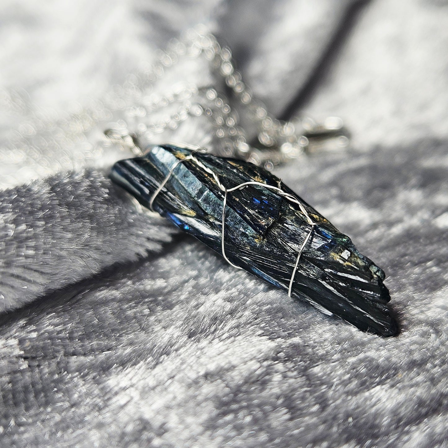 Wire Wrapped Vivianite Necklace