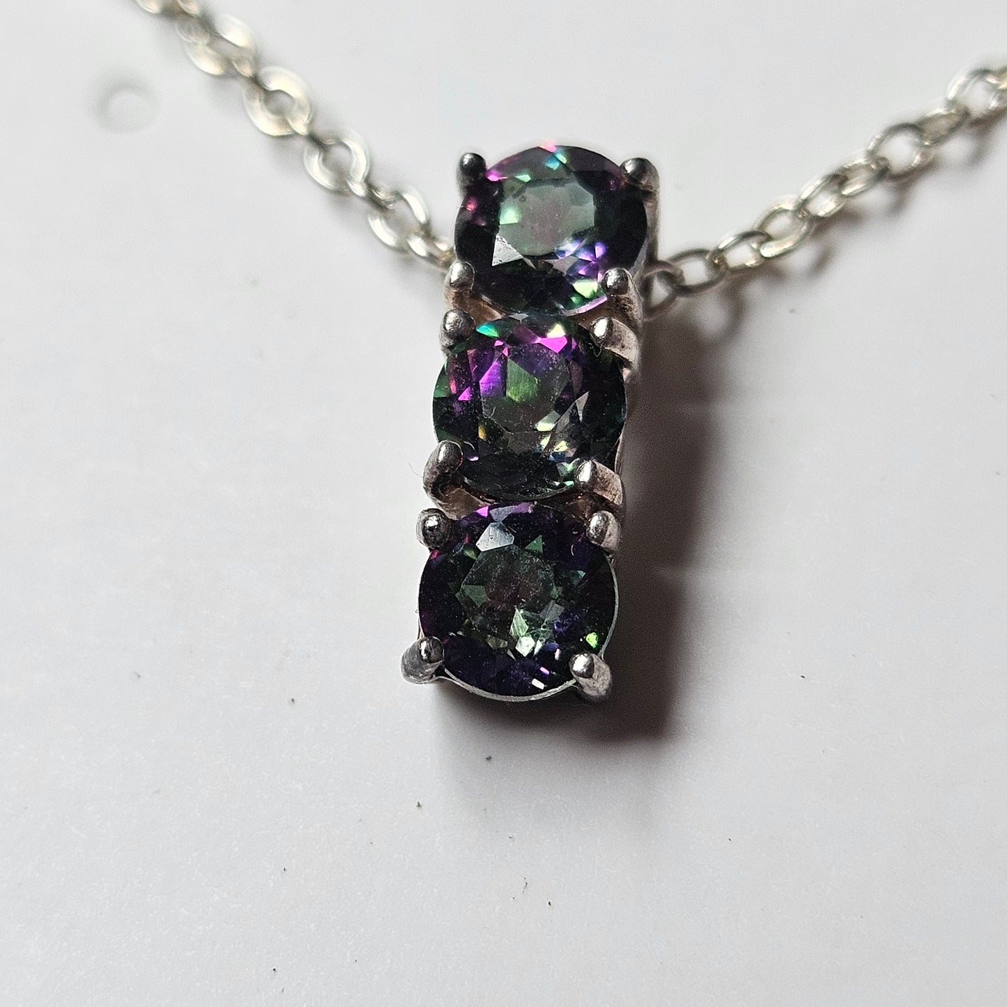 Vintage Sterling Silver Mystic Topaz Necklace
