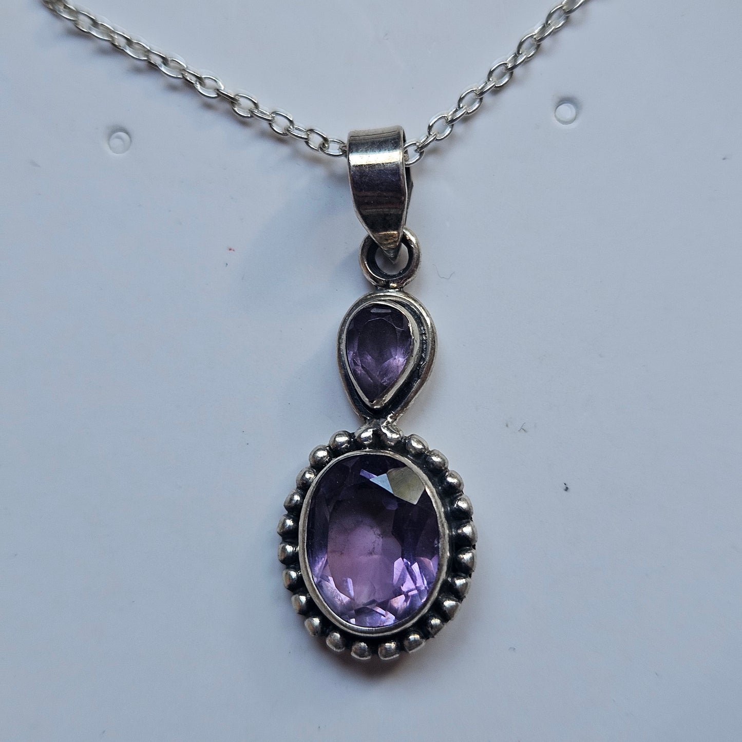 Vintage Sterling Silver Amethyst Necklace