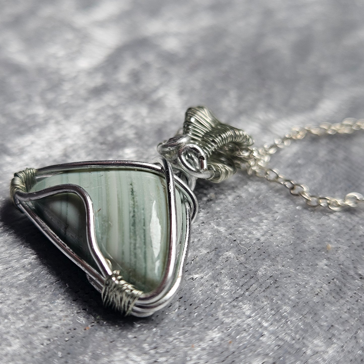 Green Opal Wire Wrapped Necklace