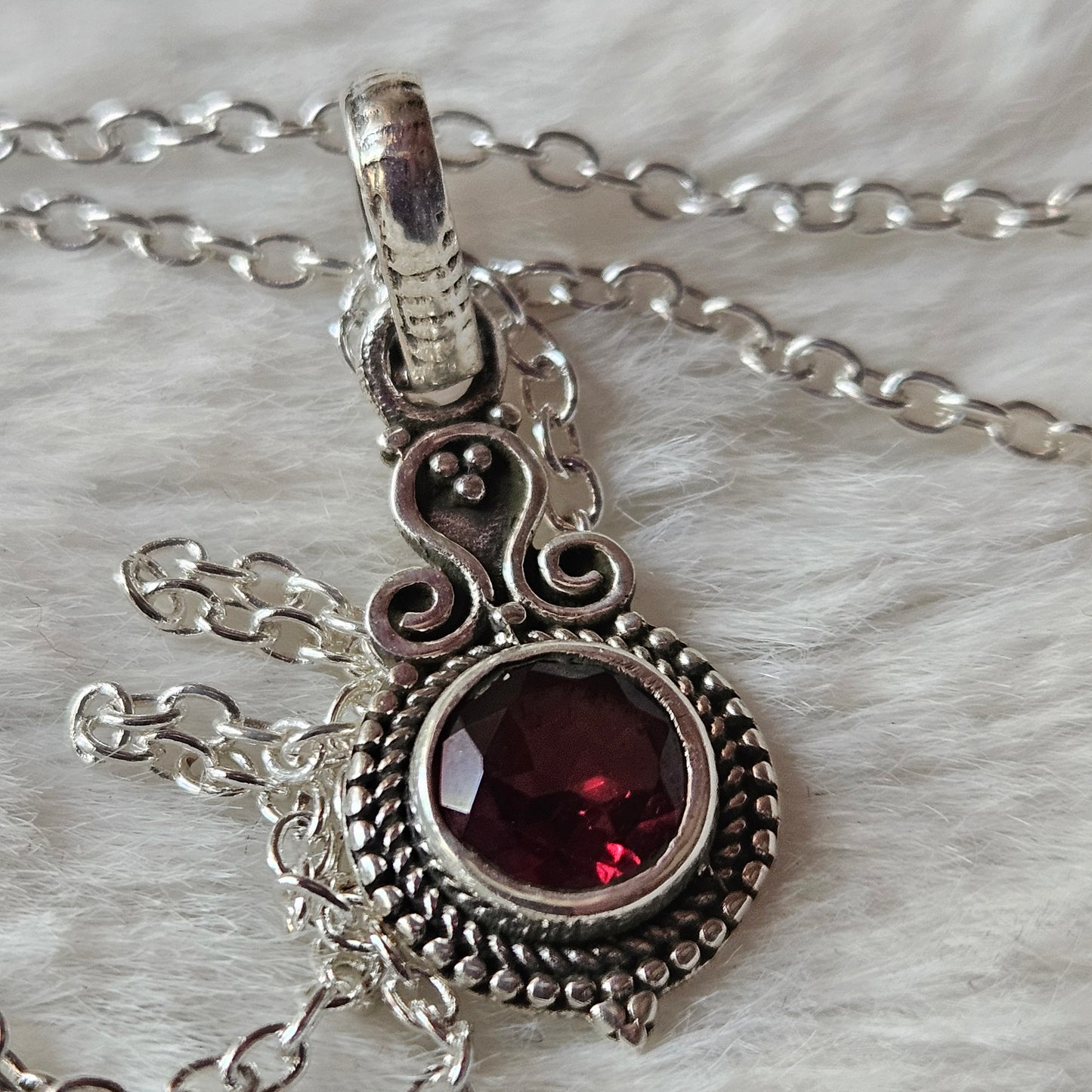 Garnet Sterling Silver Necklace