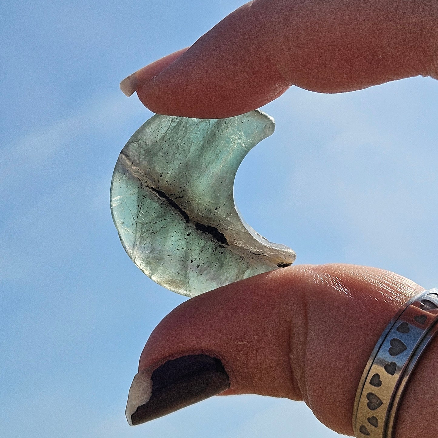 Fluorite Crescent Moon Carving