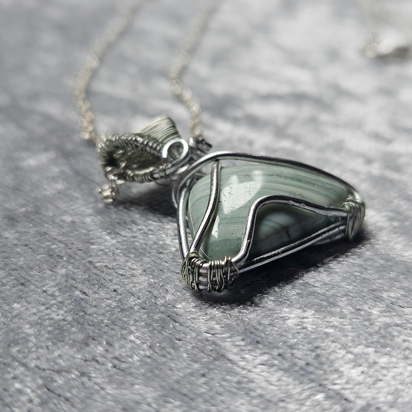 Green Opal Wire Wrapped Necklace