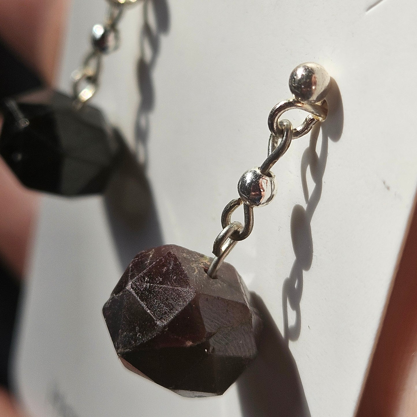 Sterling Silver Garnet Drop Studs