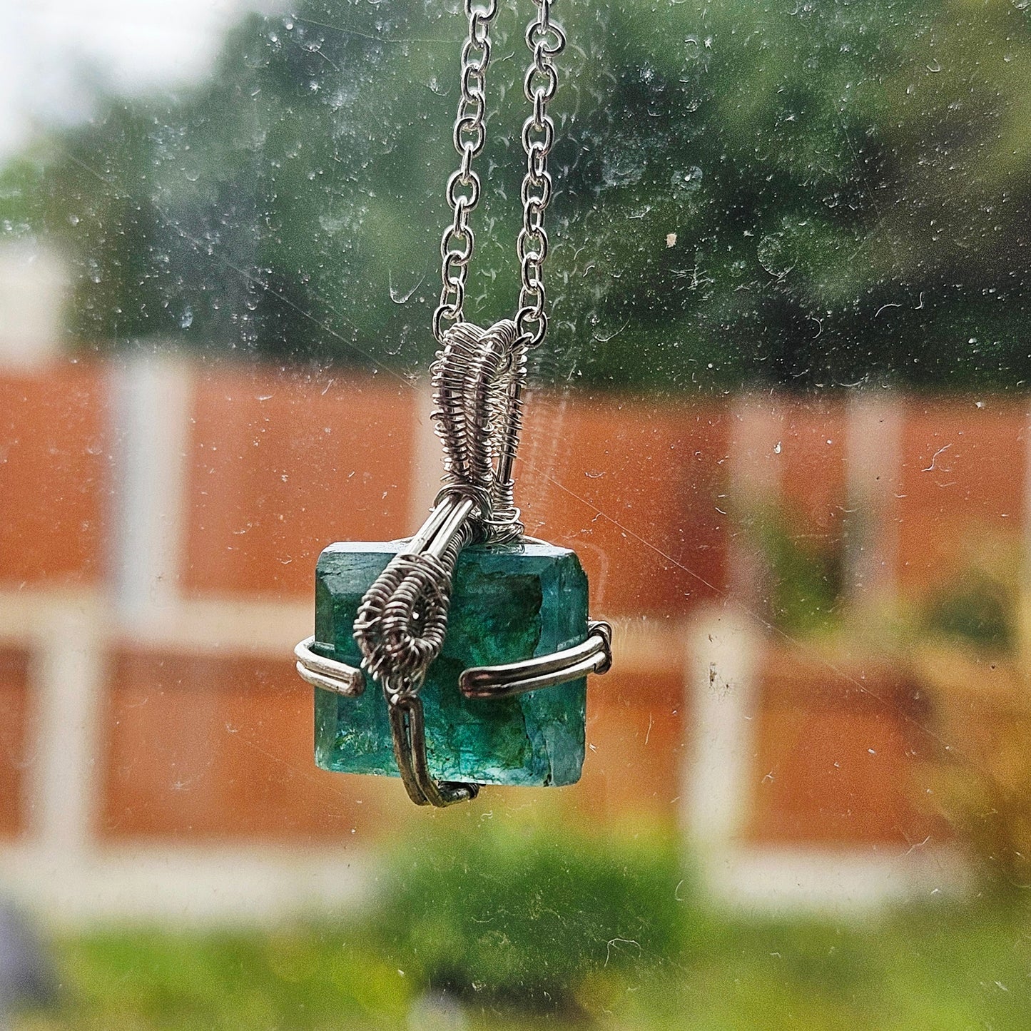 Wire Wrapped Emerald Necklace