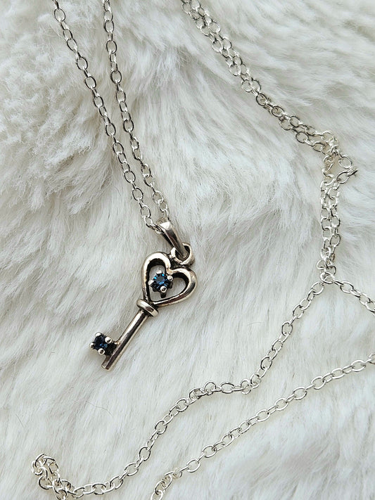 Topaz Key November Birthstone - Sterling Silver Necklace