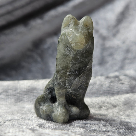 Labradorite Wolf Figurine