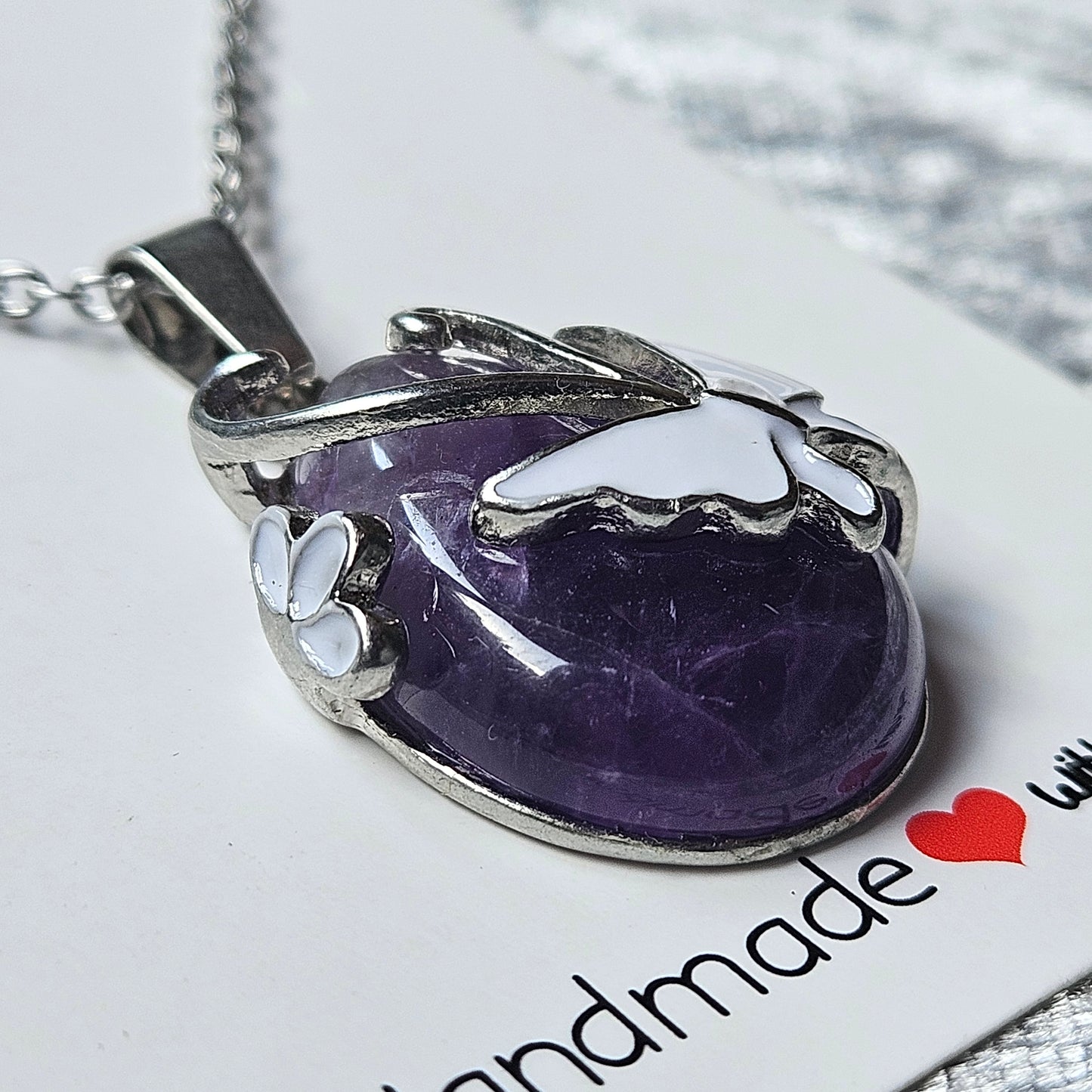 Amethyst and Butterfly Necklace