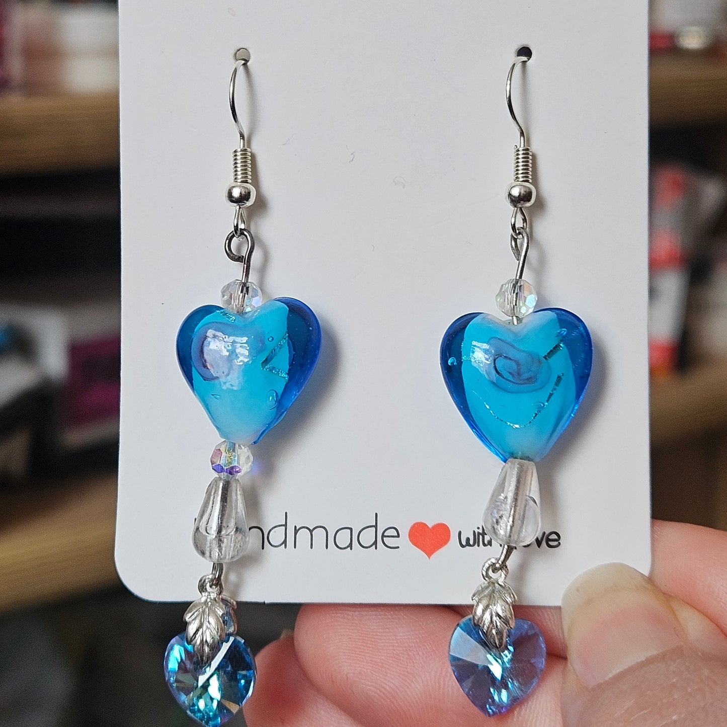 Blue Hearts Earrings