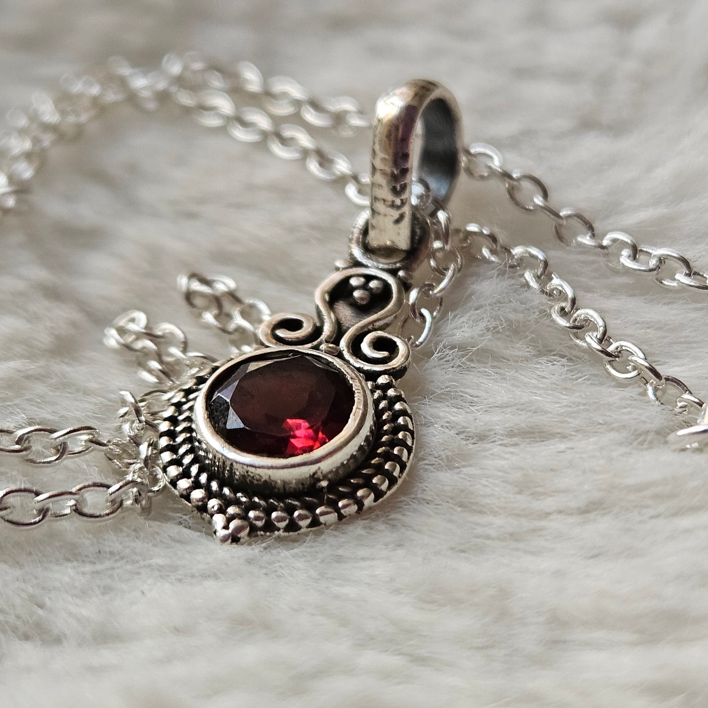 Garnet Sterling Silver Necklace