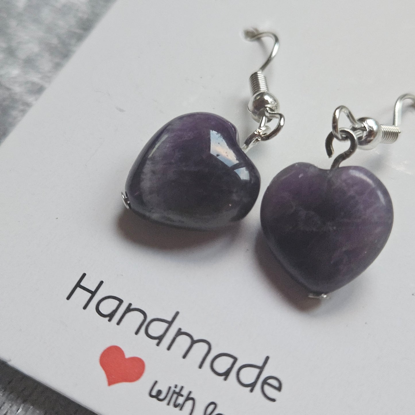 Amethyst Heart Drop Earrings