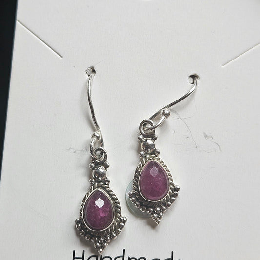 Sterling Silver Ruby Earrings