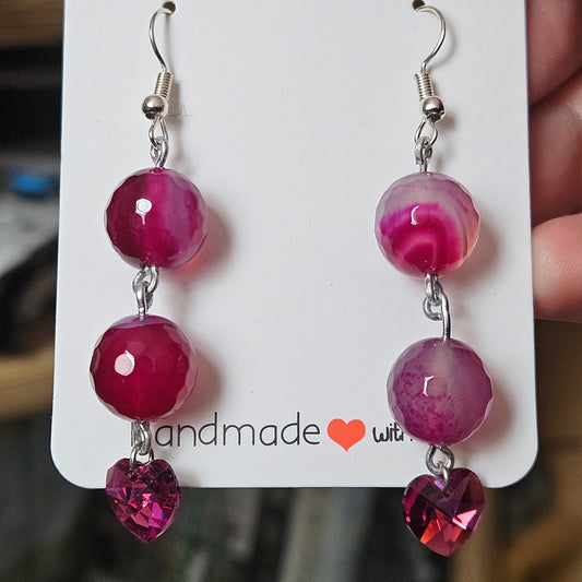 Pink Heart Earrings