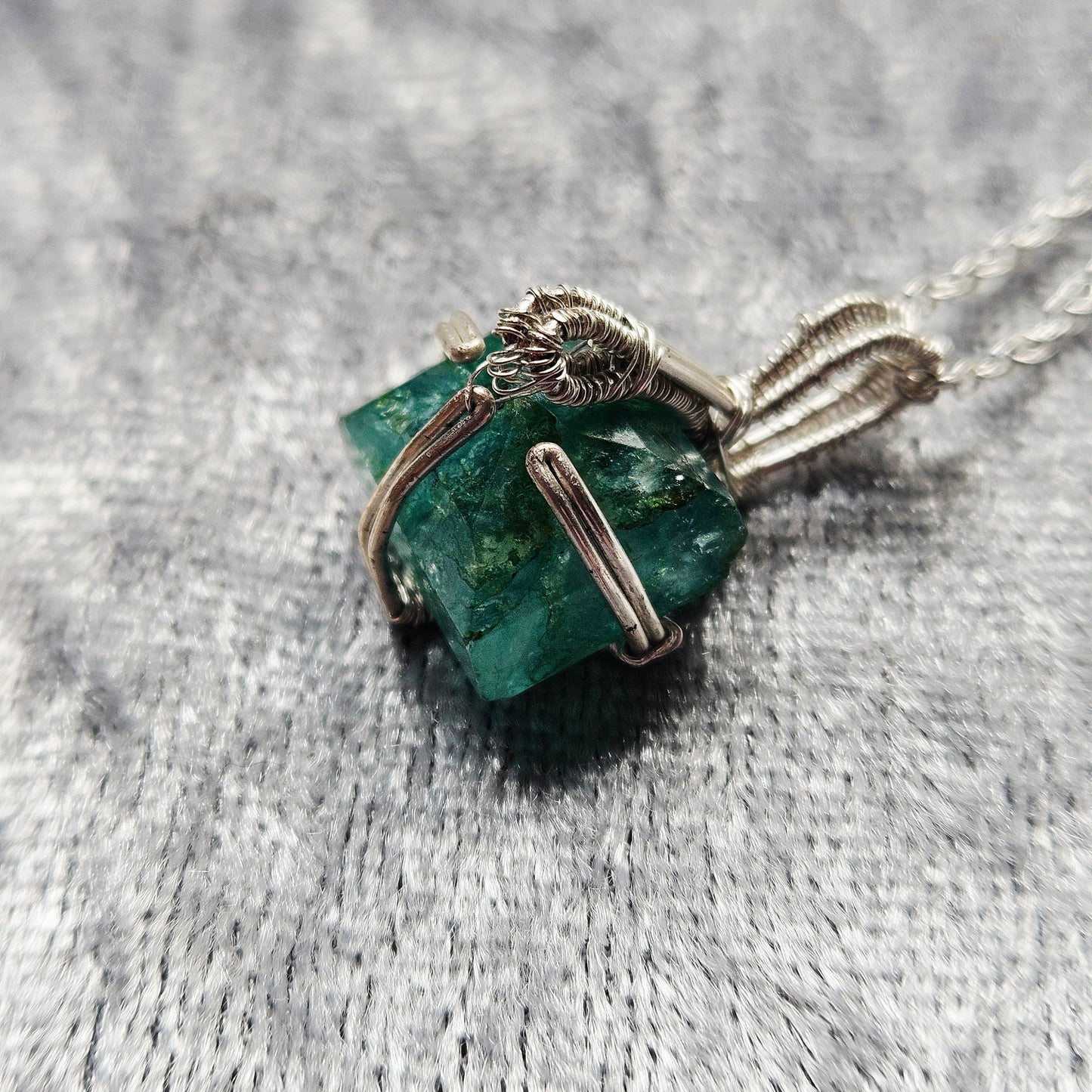 Wire Wrapped Emerald Necklace