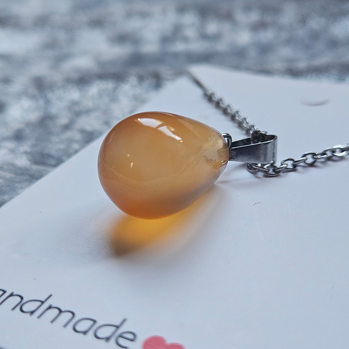 Carnelian Pear Drop Necklace