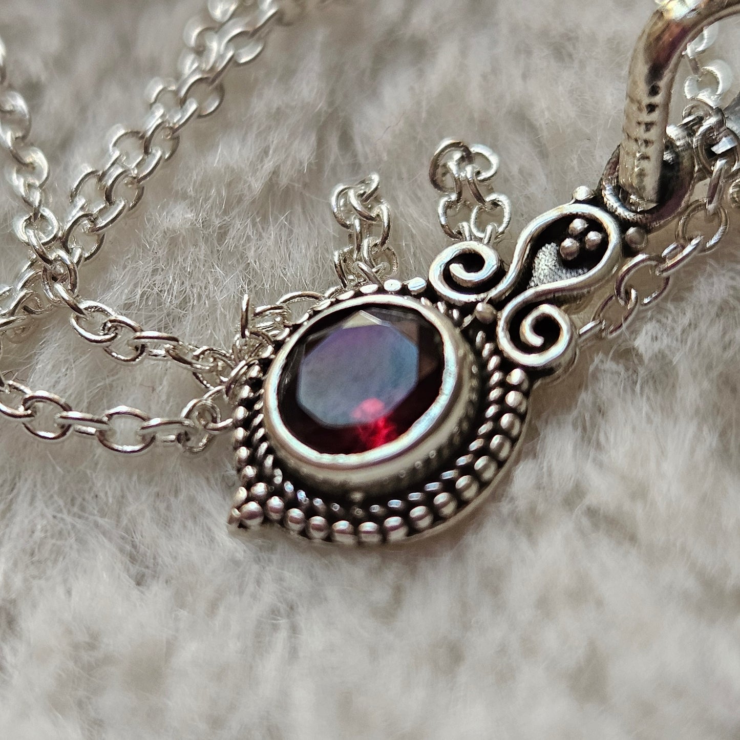 Garnet Sterling Silver Necklace