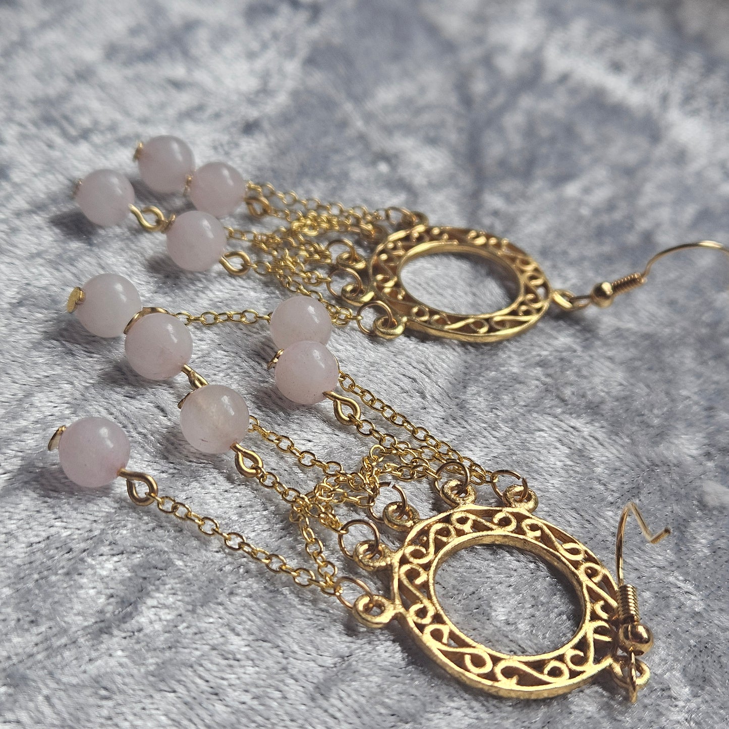 Rose Quartz Chandelier Earrings