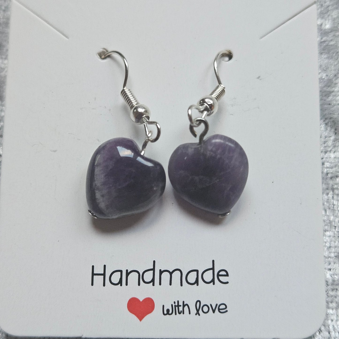 Amethyst Heart Drop Earrings